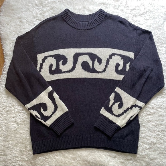 Billabong Sweaters - Billabong Wave Fade navy blue lightweight crewneck beach sweater